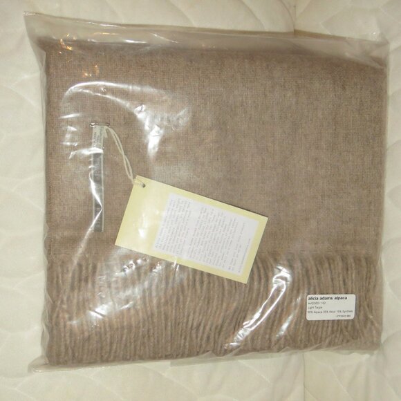 New With Tags Alicia Adams Alpaca Patmos Throw 51" x 71" Light Taupe MSRP: $495 - Picture 8 of 9